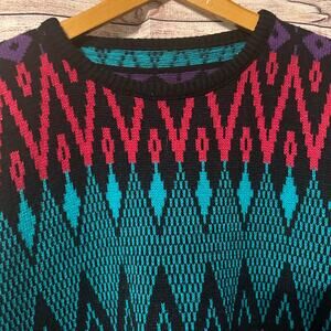 Vintage 80s J J Cartweels pattern sweater Fun Funky Retro